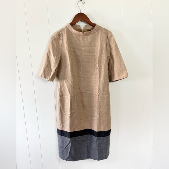 Pendleton camel brown colorblock midi sheath dress short sleeve 8 - Picture 1 of 5